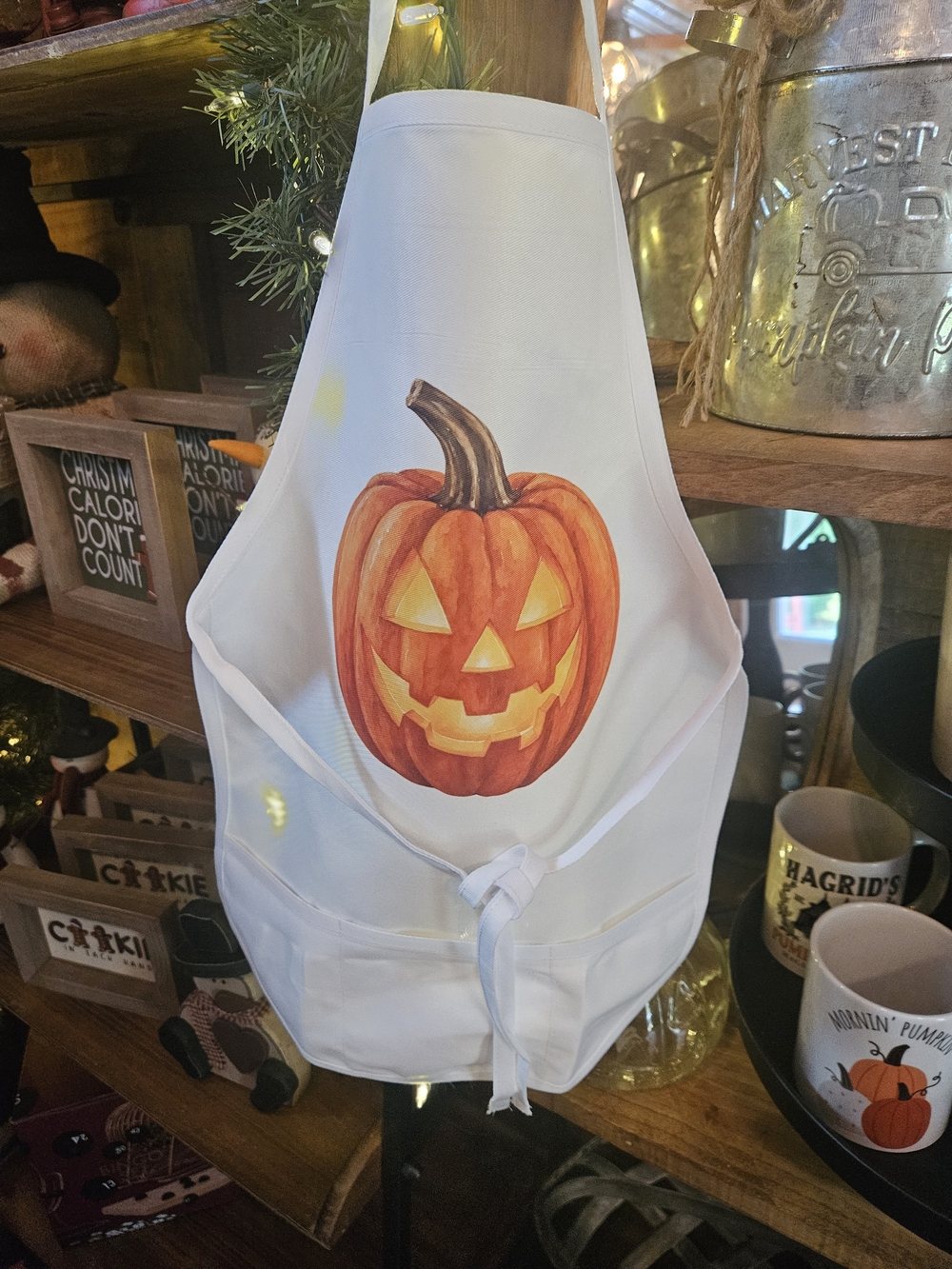 Pumpkin Jack-O'-Lantern Kids Costume Apron - White